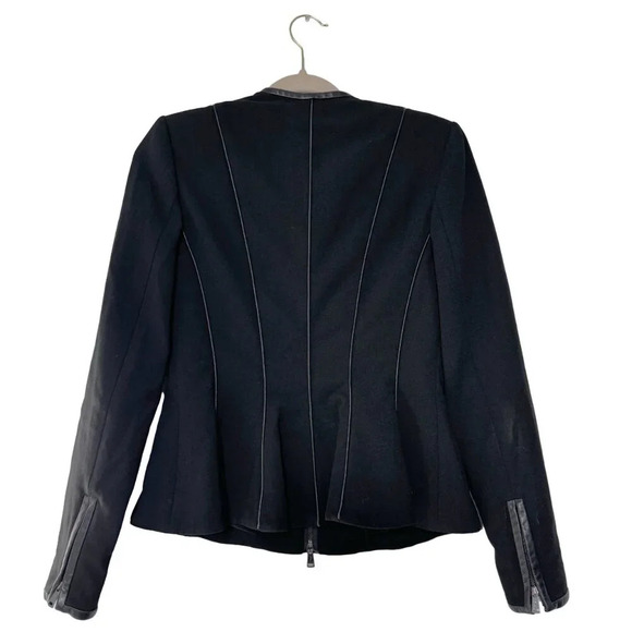 RARE Ralph Lauren Black Label Made in Italy Leather Trim Blazer Jacket Size 2 - Picture 3 of 13